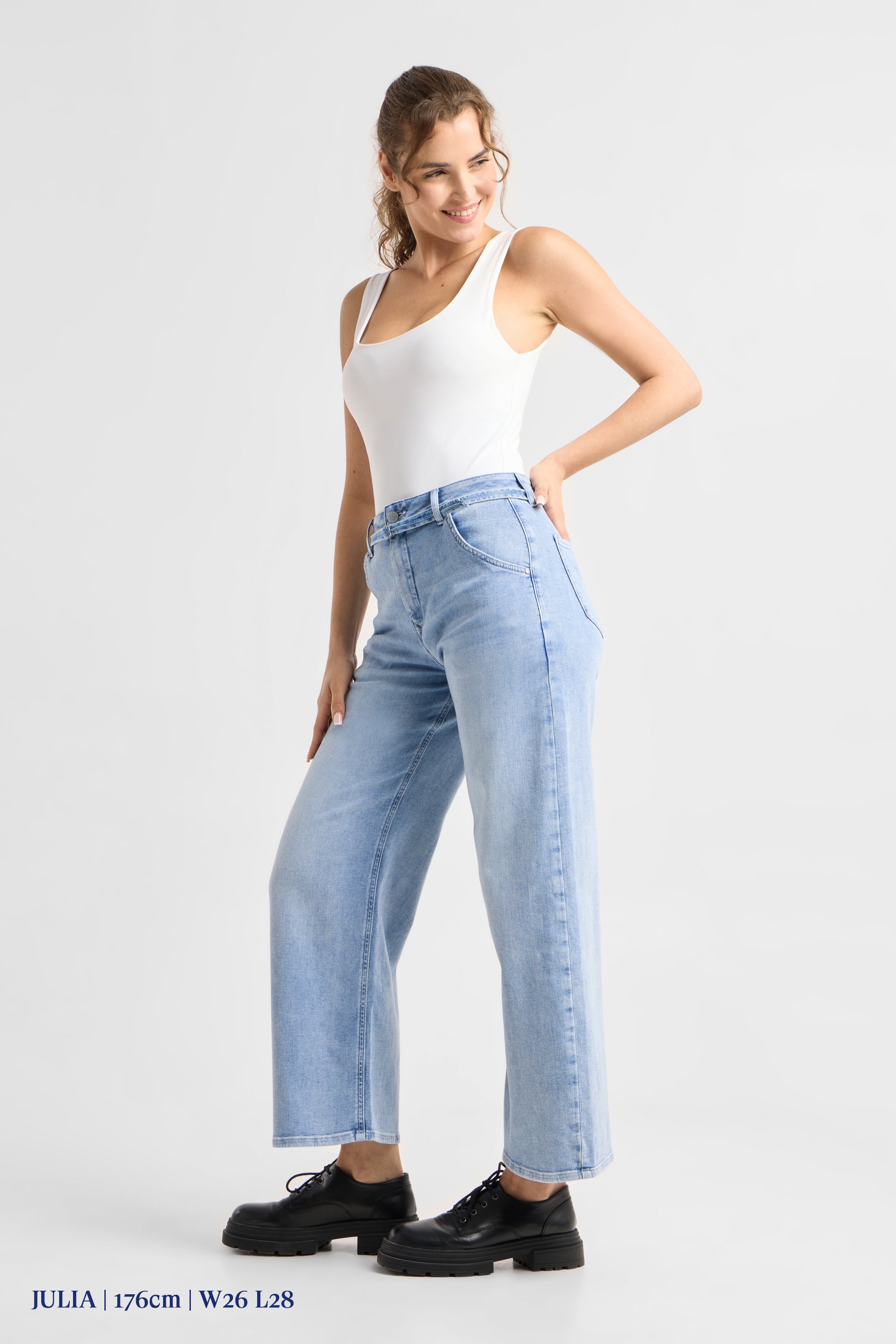 BLINK High Waist Culotte Jeans - Light Blue