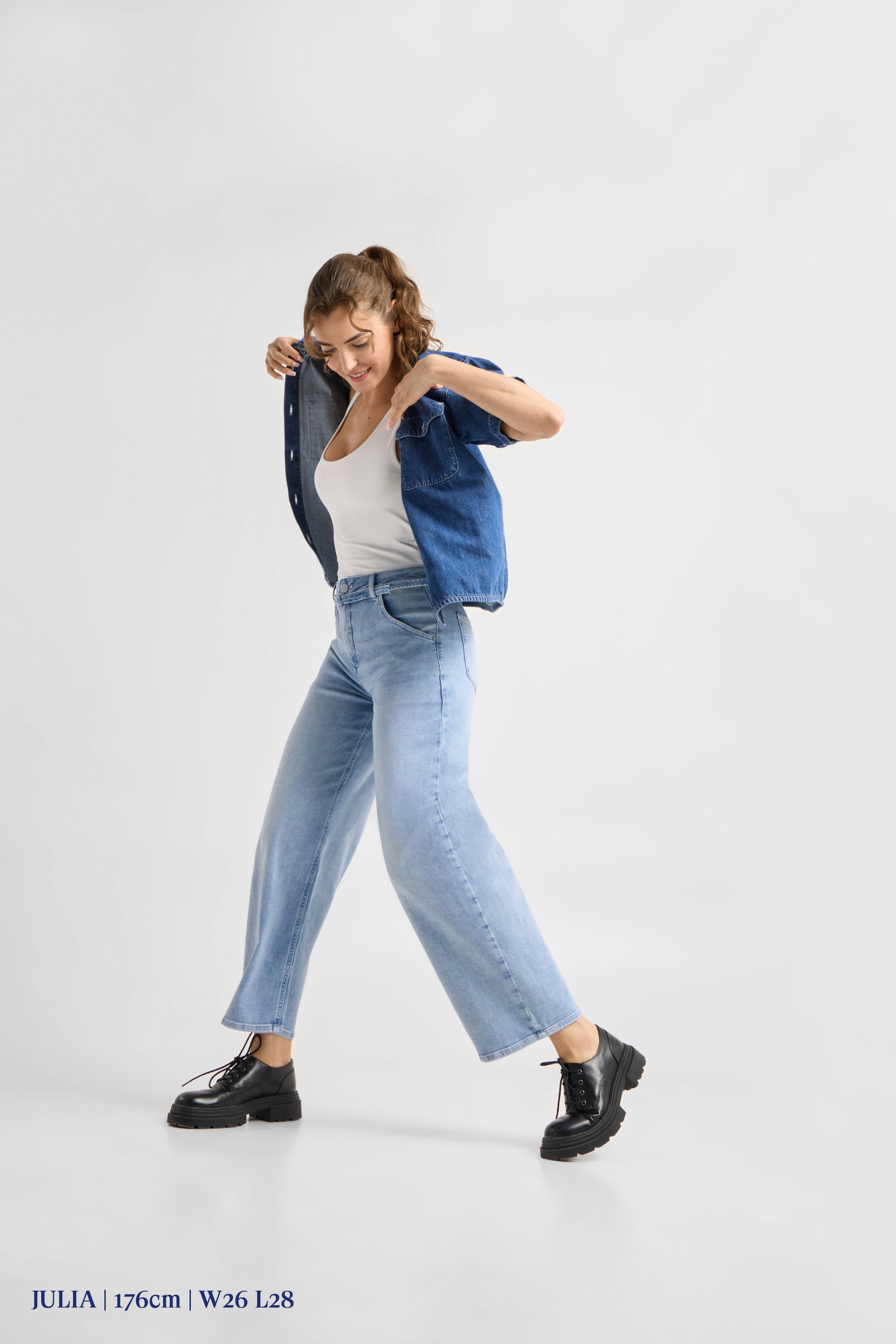 BLINK High Waist Culotte Jeans - Light Blue