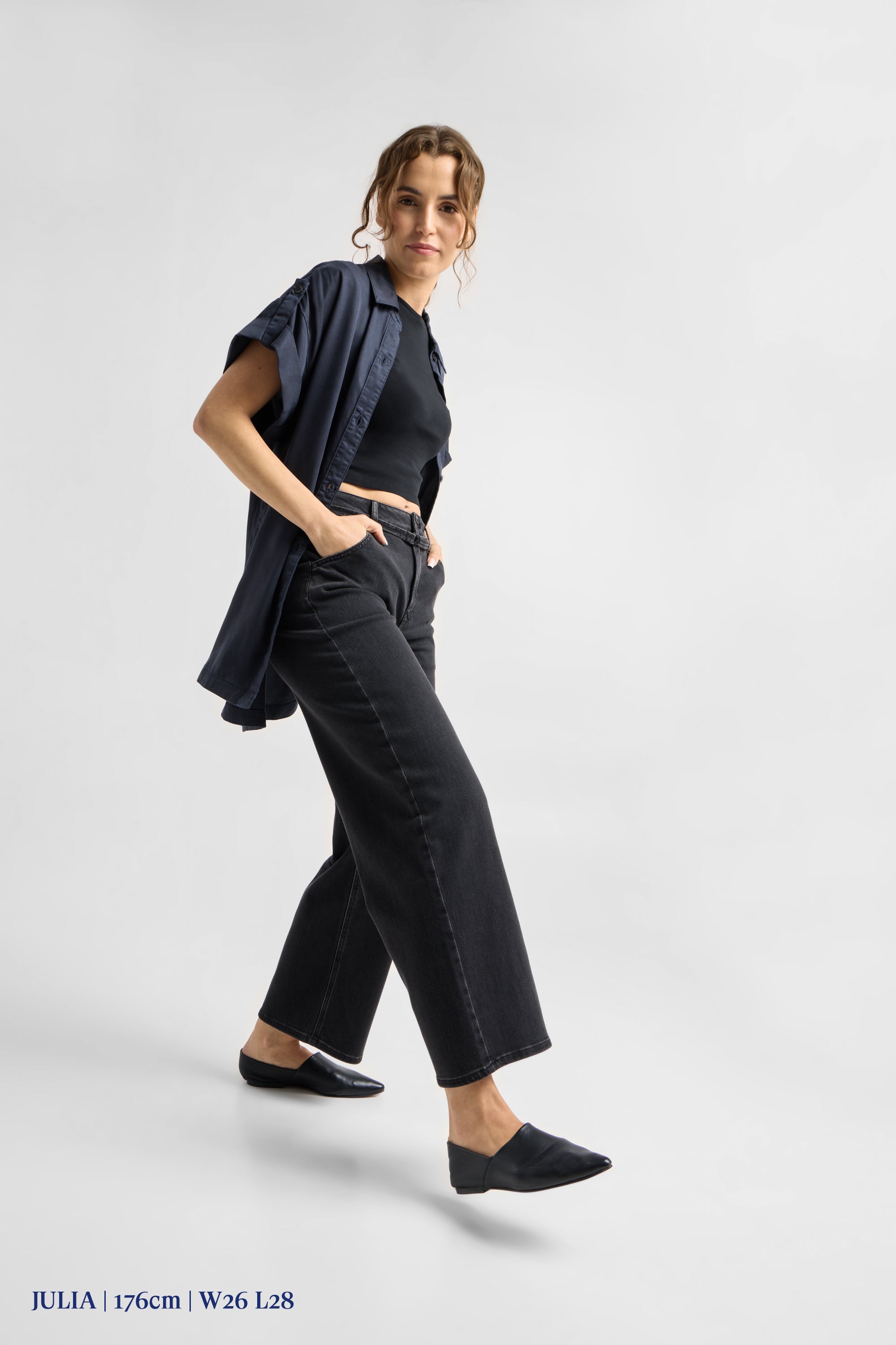 BLINK High Waist Culotte Jeans - Black Denim