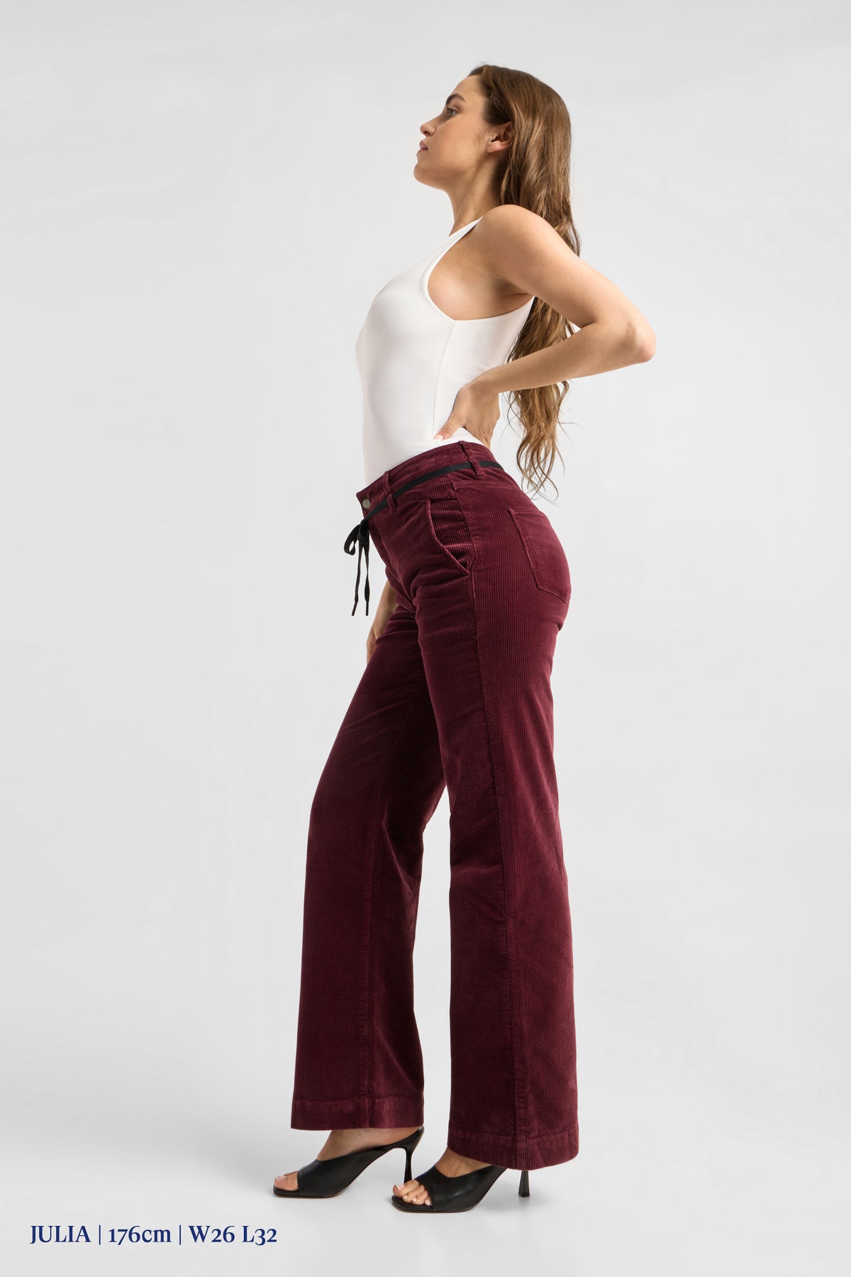 DEW Flared Corduroy - French Pocket - Plum Red Wine