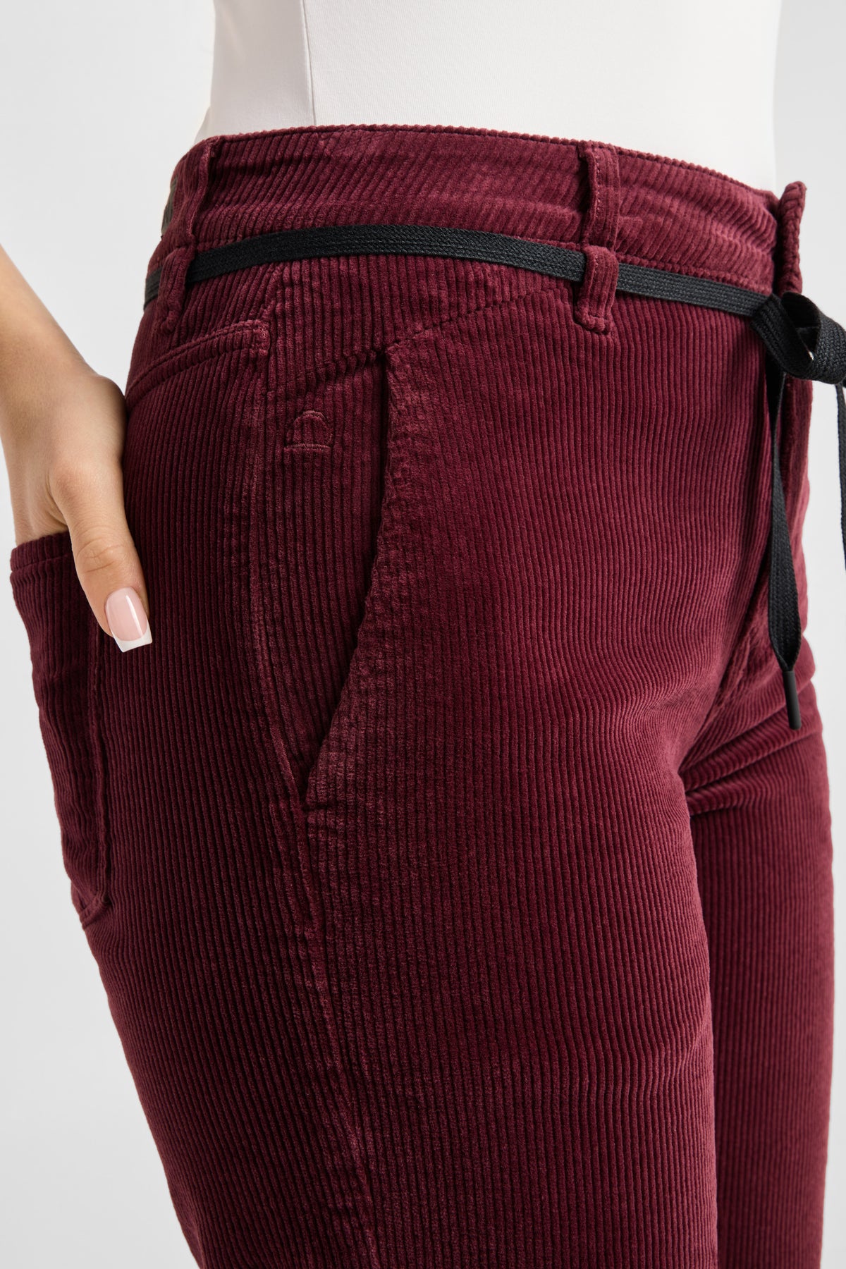 DEW Flared Corduroy - French Pocket - Plum Red Wine