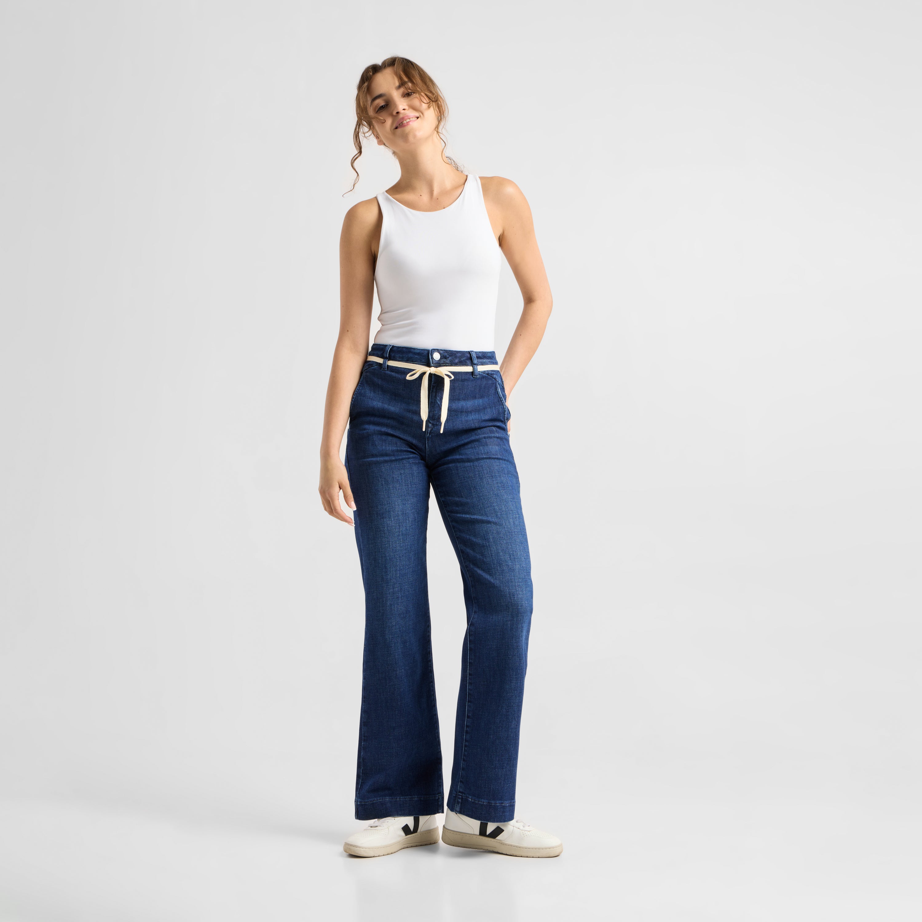 DEW Flared Soft Denim - French Pocket - Dark Blue