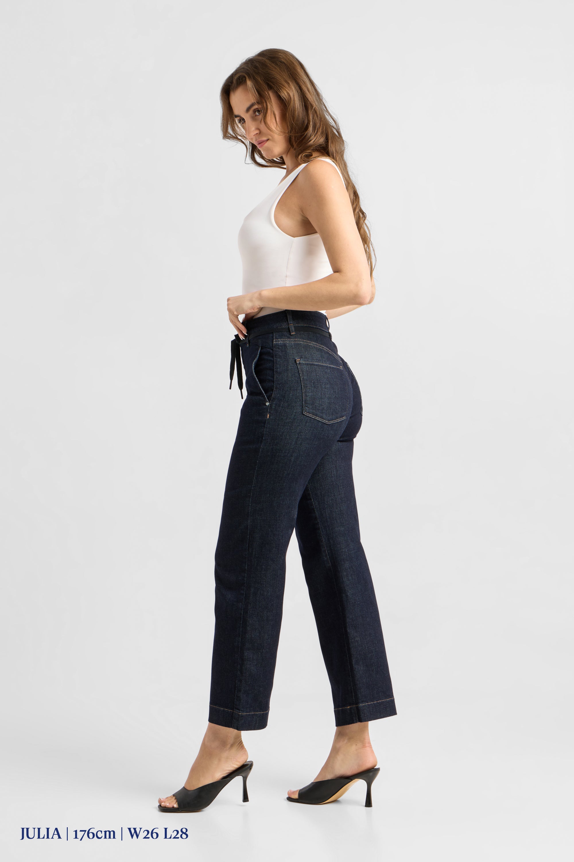DEW Flared Cropped Soft Denim - French Pocket - Raw Blue