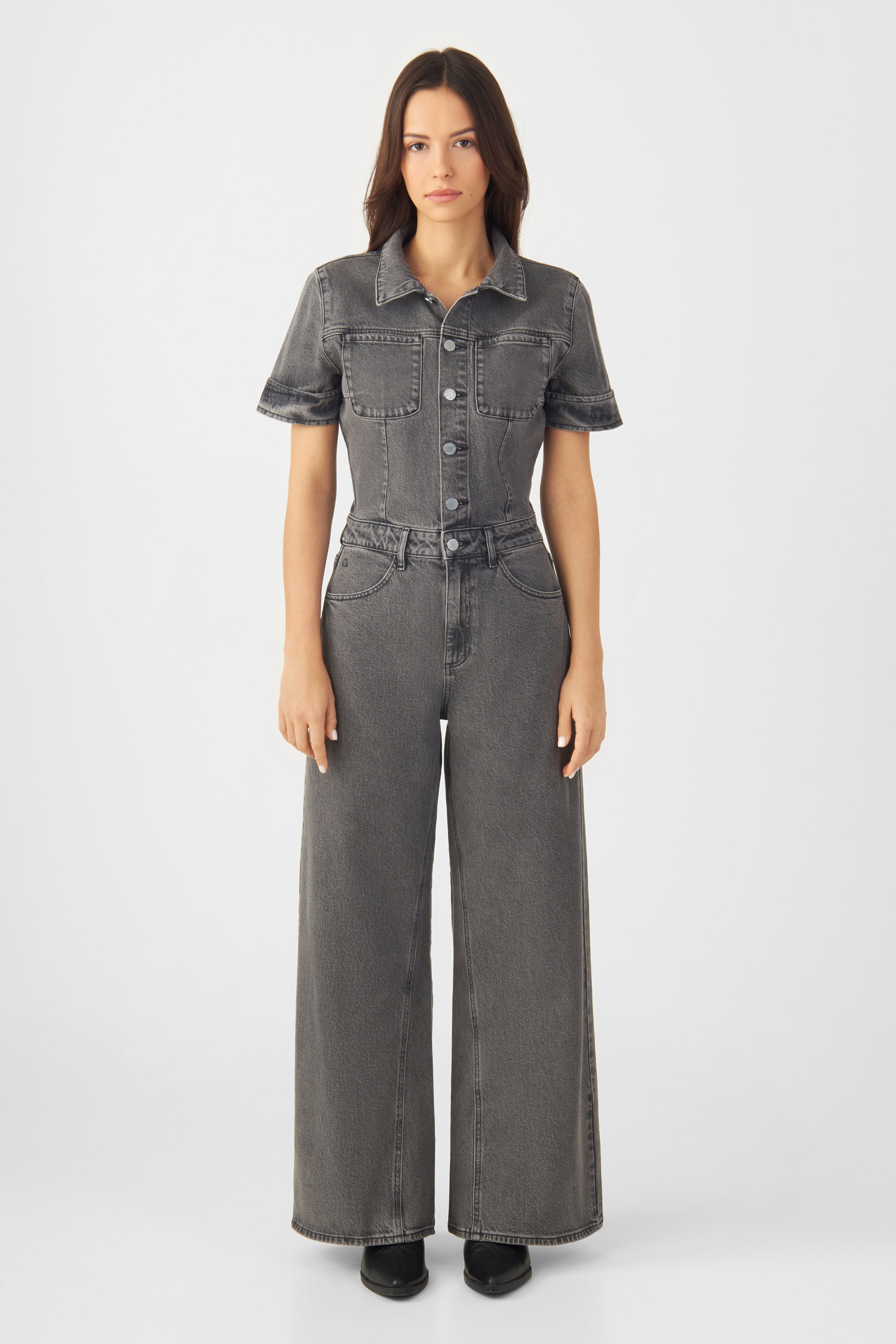 TWITTER Minimal Stretch - Short Sleeve Overall - Dark Grey