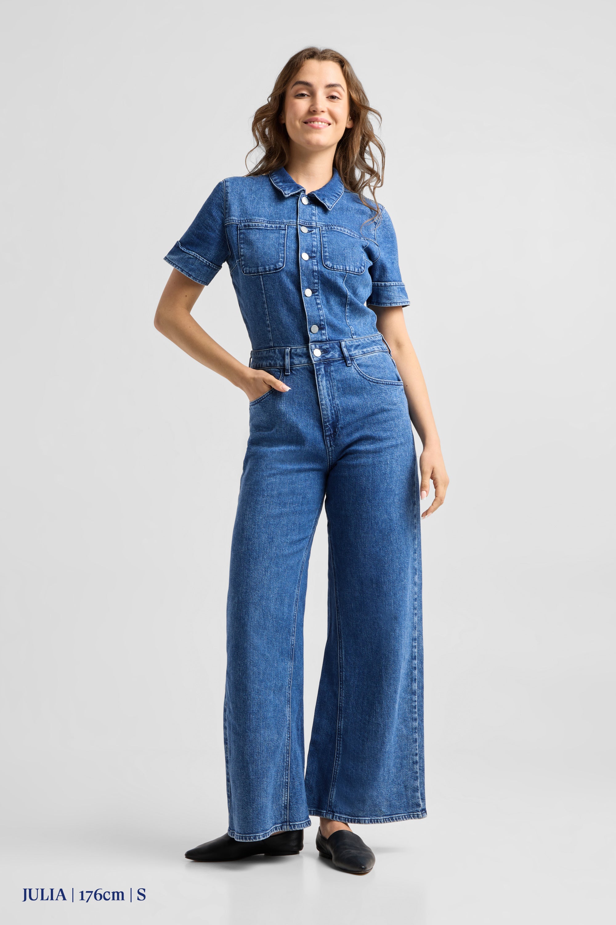 TWITTER Minimal Stretch - Short Sleeve Overall - Medium Blue